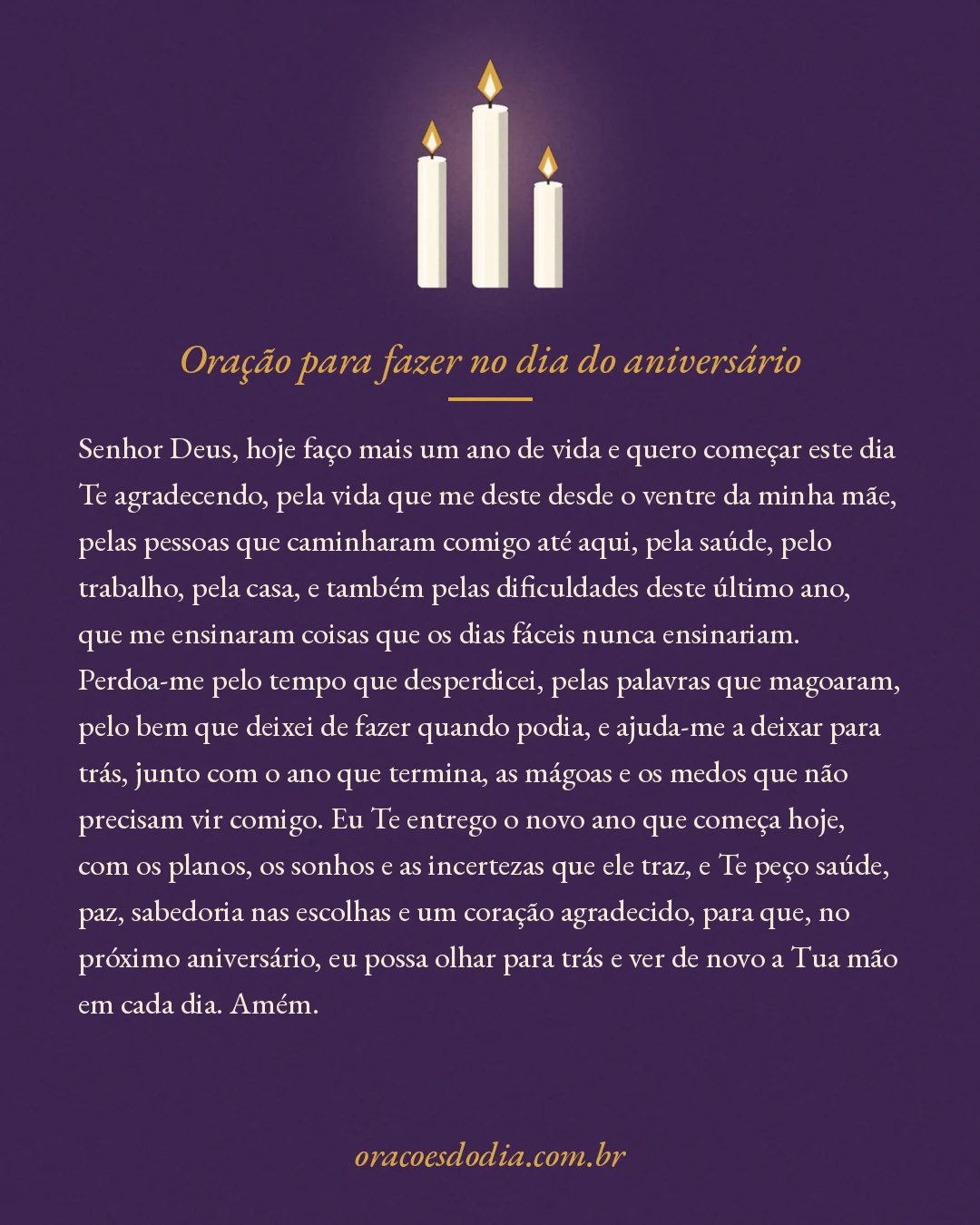 Oração para fazer no dia do aniversário, texto completo