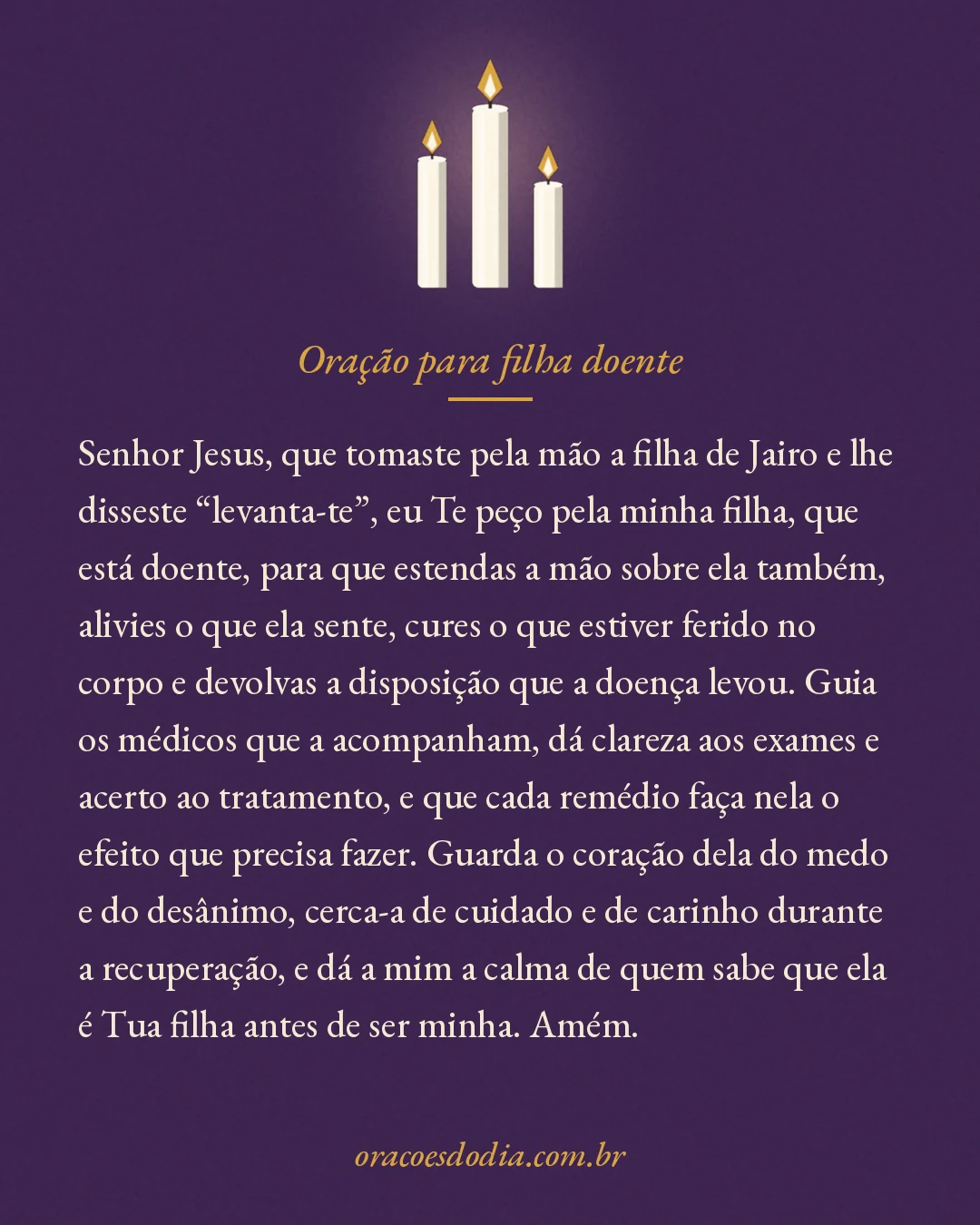 Oração para filha doente, texto completo