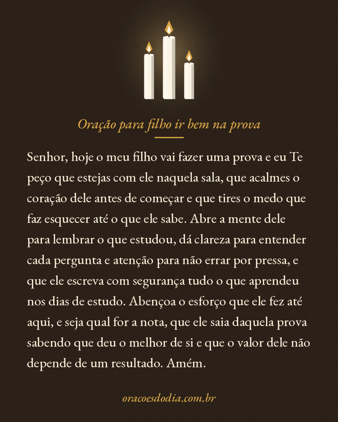 Oração para filho ir bem na prova, texto completo