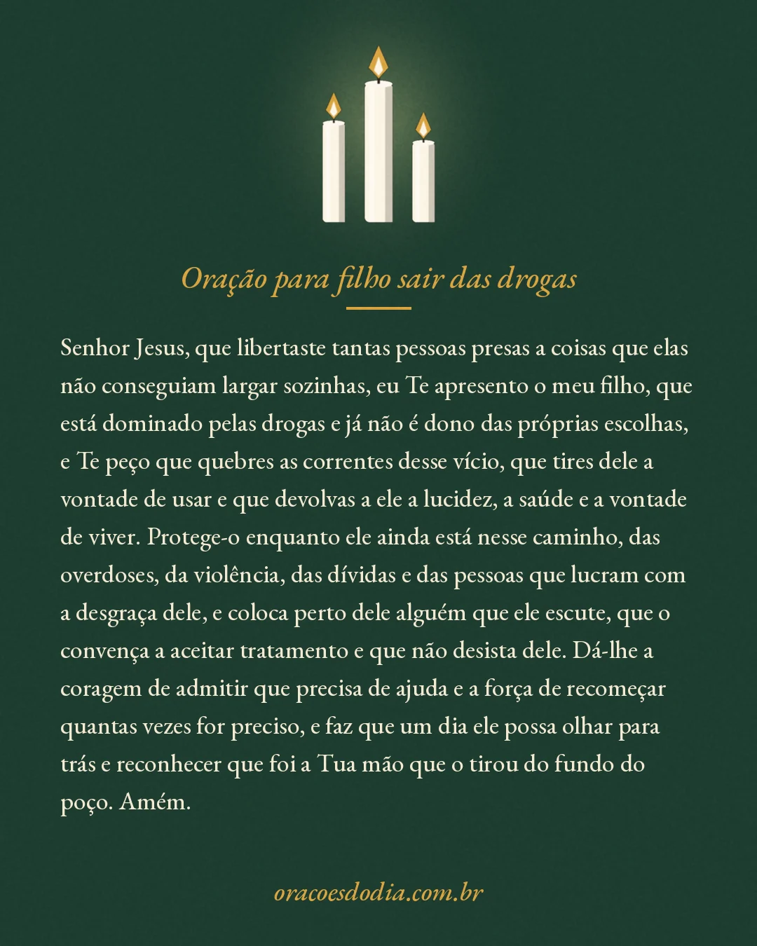 Oração para filho sair das drogas, texto completo