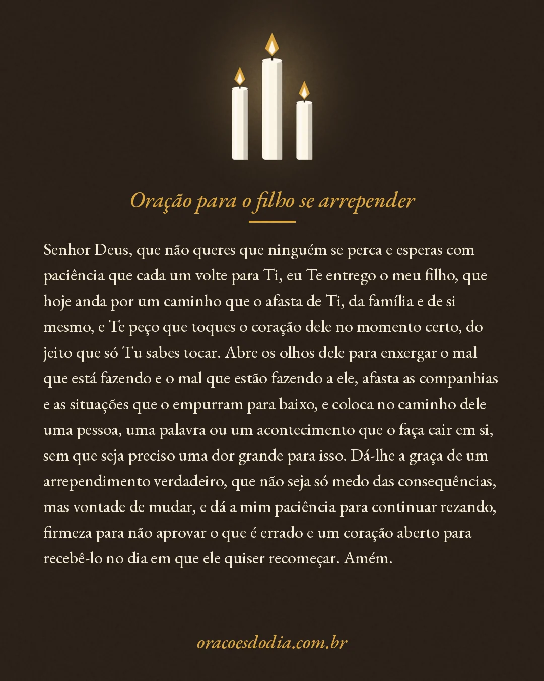 Oração para o filho se arrepender, texto completo