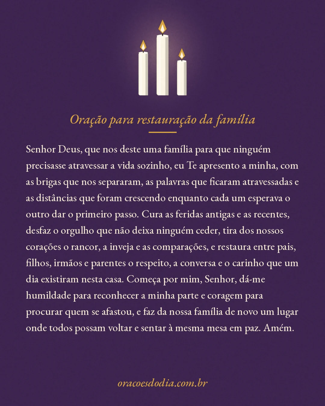 Oração para restauração da família, texto completo